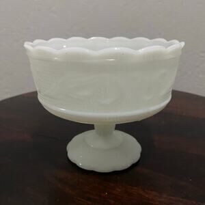 Milk glass pedestal bowl vintage EO Brody Made in USA candy dish